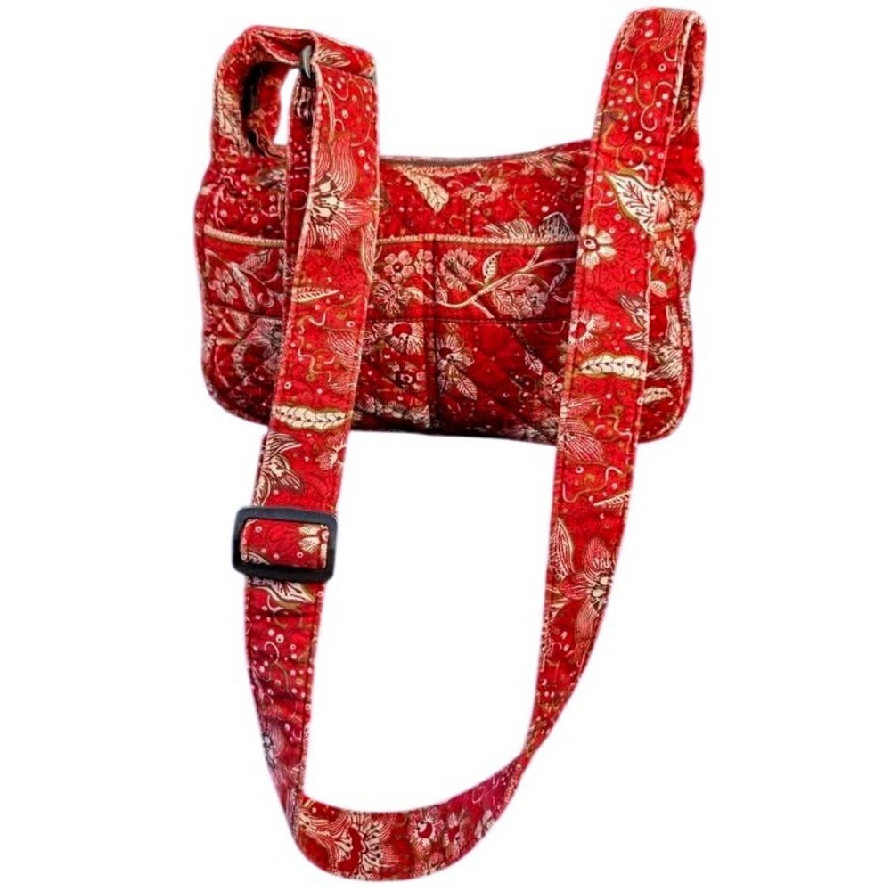 Stephanie Dawn Quilted Cotton Crossbody Bag ~ Burnt Ruby Red Floral~ Made in USA